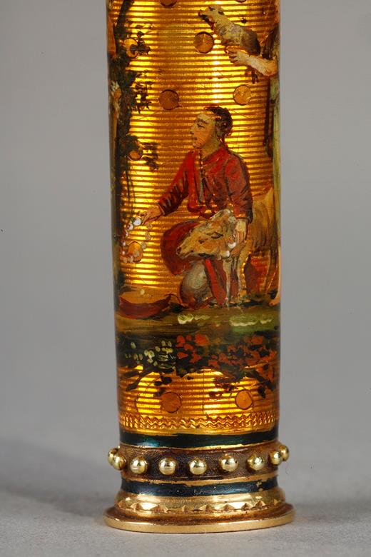 gold and enamel wax case 18th century, enamel china style case