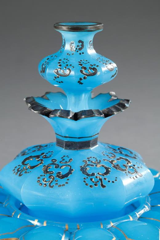 19th century blue opaline flask 