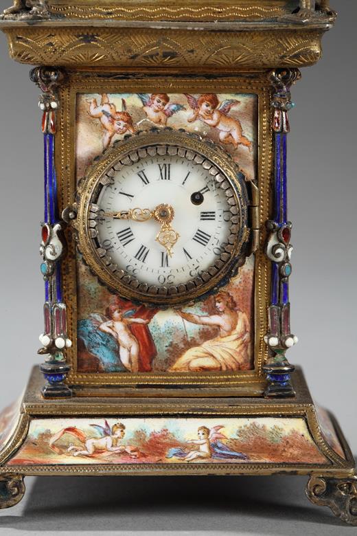 Viennese, Vienna, Enamel of Vienne, clock, Herman Boehm, Razendorfer, Rock cristal, Austria