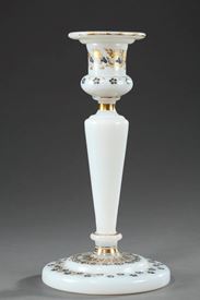 White opaline crystal candelstick.
Restauration Period.
