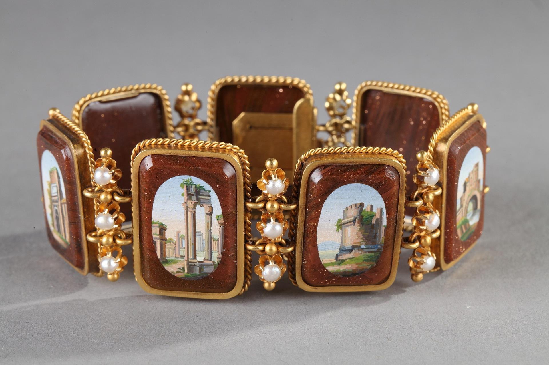 bracelet, micromosaic, gold, italian, 19th century, Grand Tour
