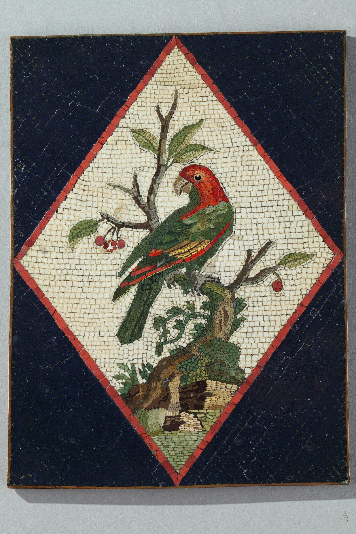 Late 18th Century Micromosaic with Parrot on a branch. From a Model by G.Raffaelli.