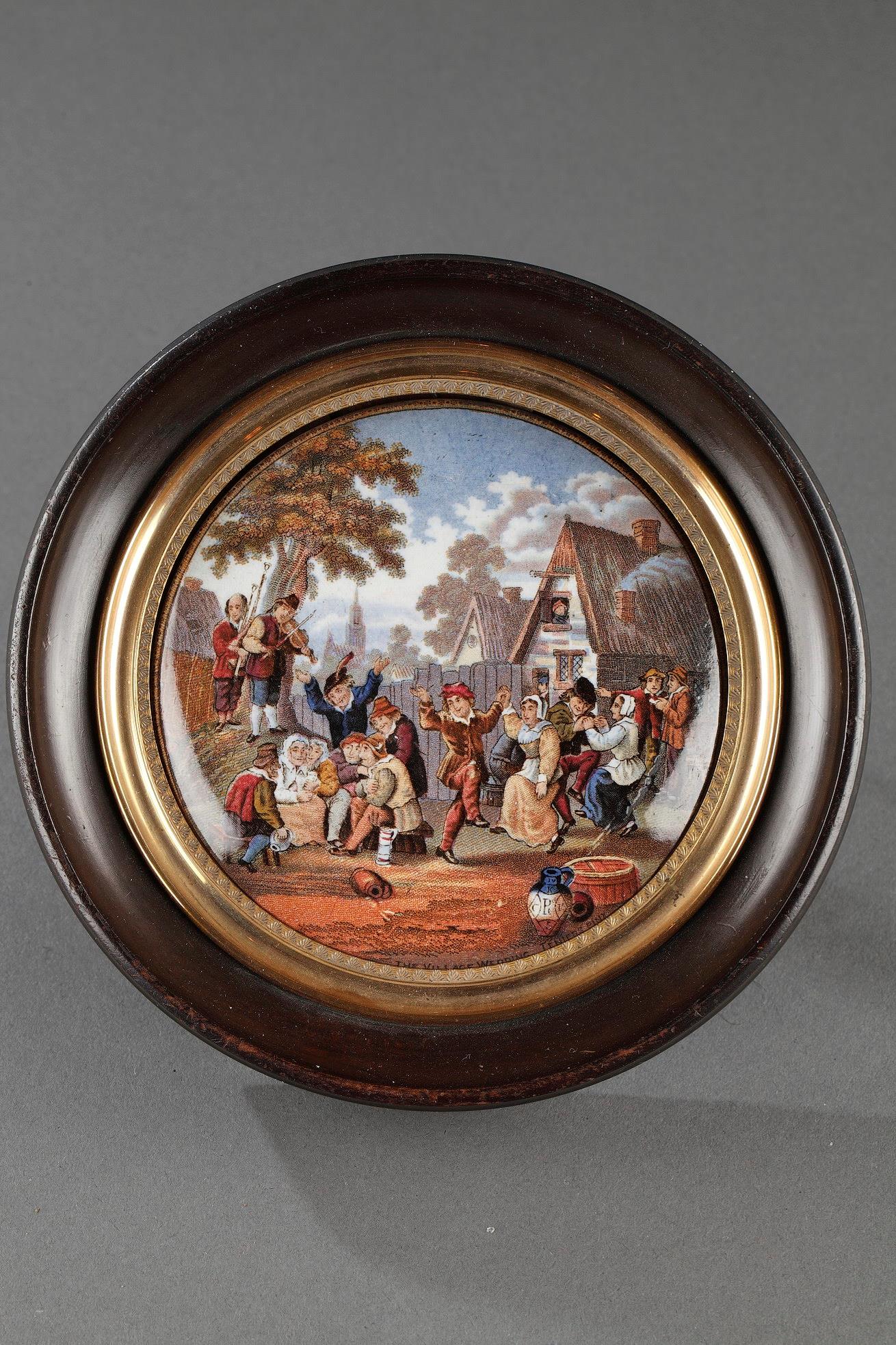 19th Century Enamelled miniature after D.Teniers. 