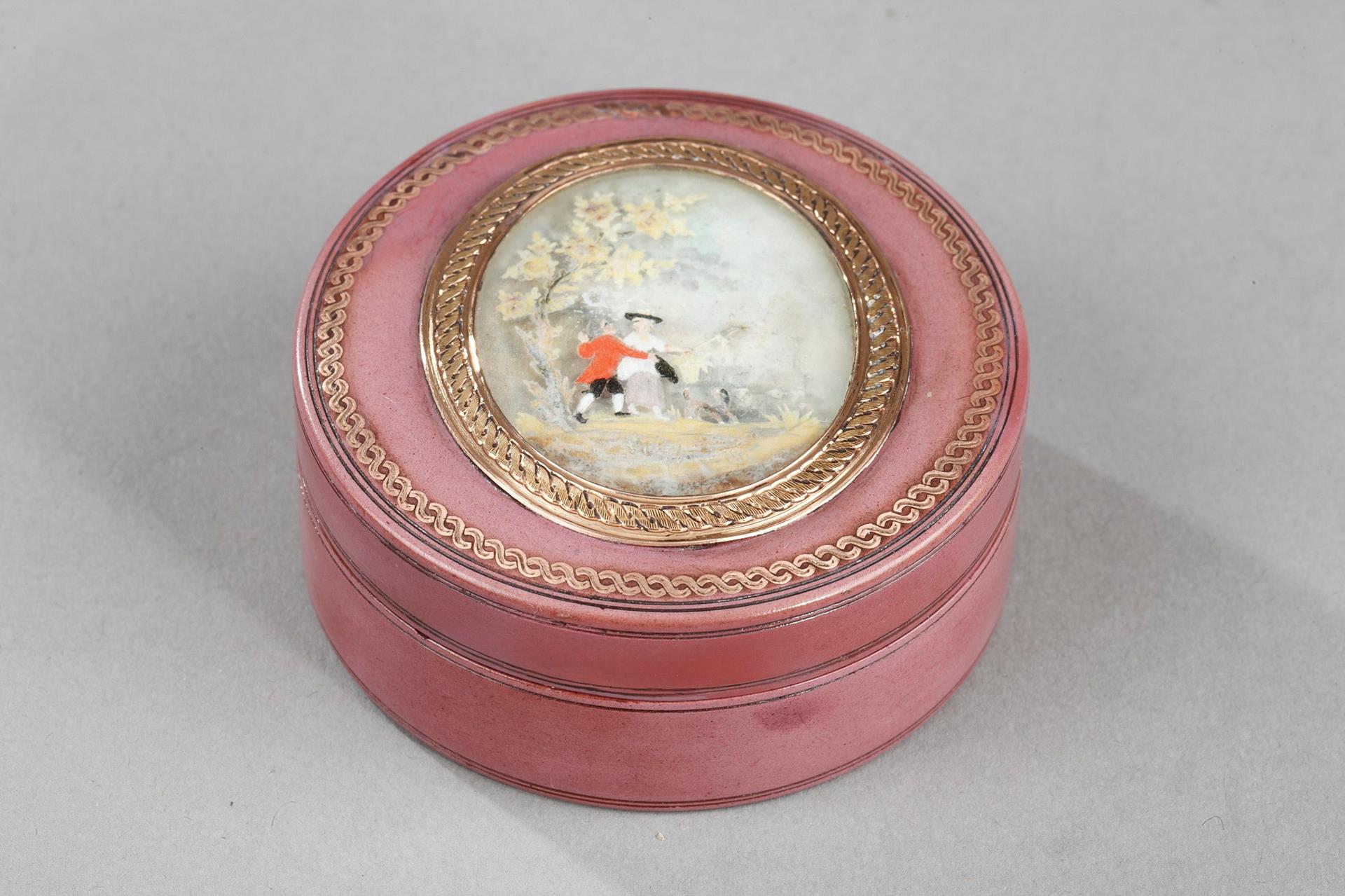 18th-century candy box with miniature.