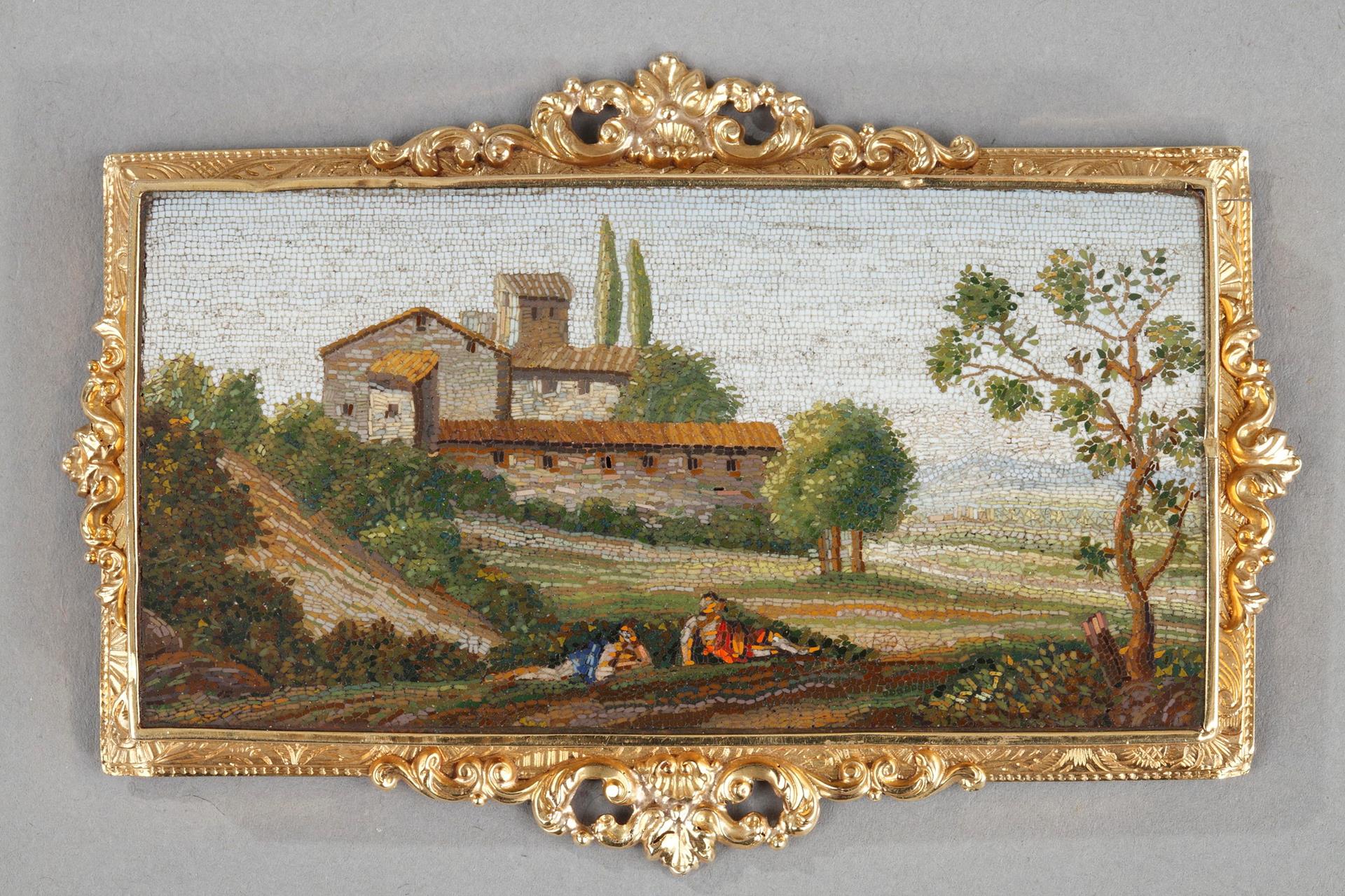 Micromosaic Plate with Arcadian landscape.
Early 19th Century.