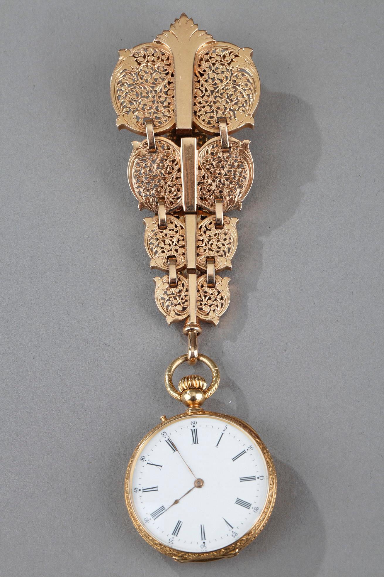 watch, gold, enamel, chatelaine, 19th century