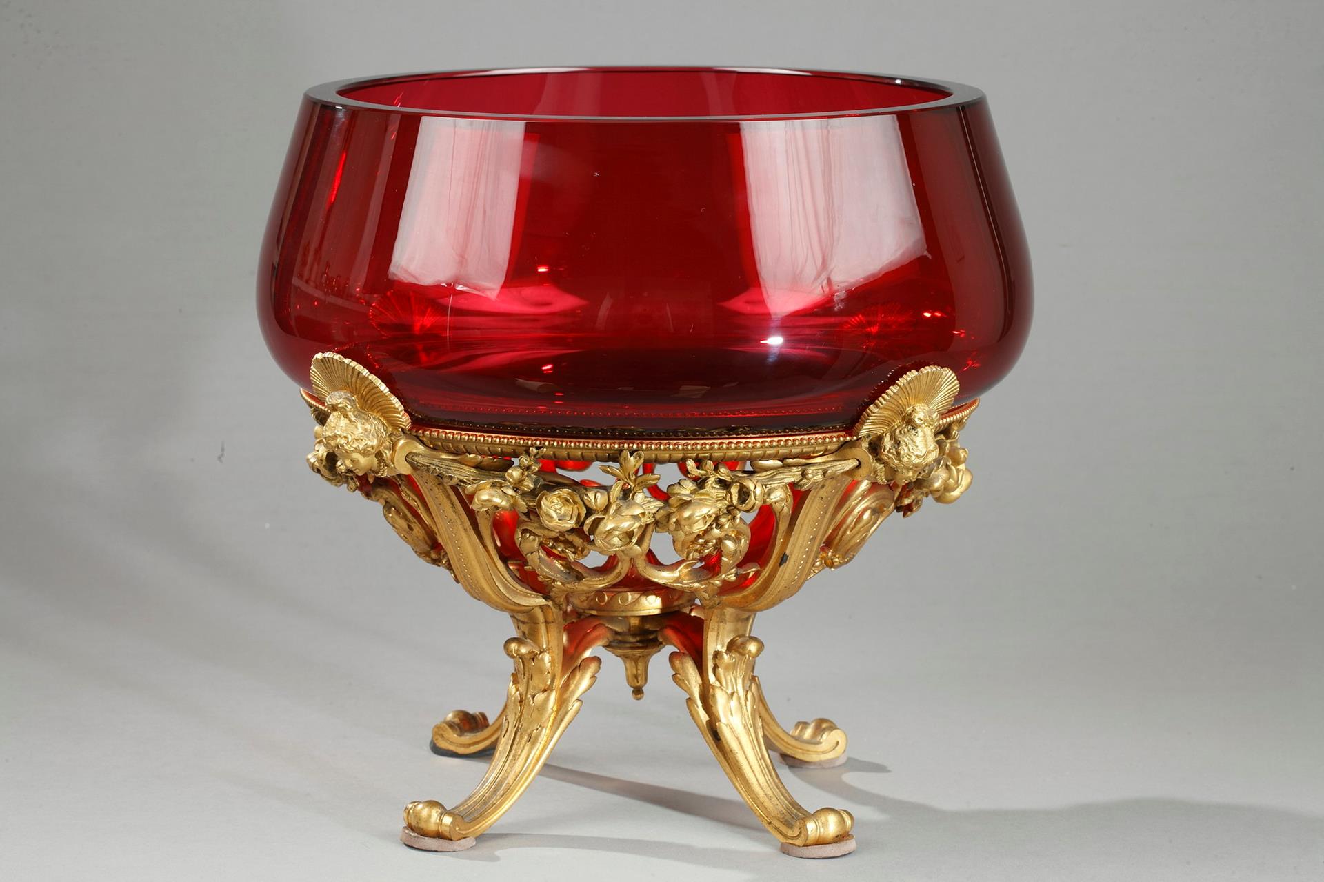 ruby, glass, crystal, gilt, bronze, centerpiece, Baccarat, 19th, century, Napoleon III