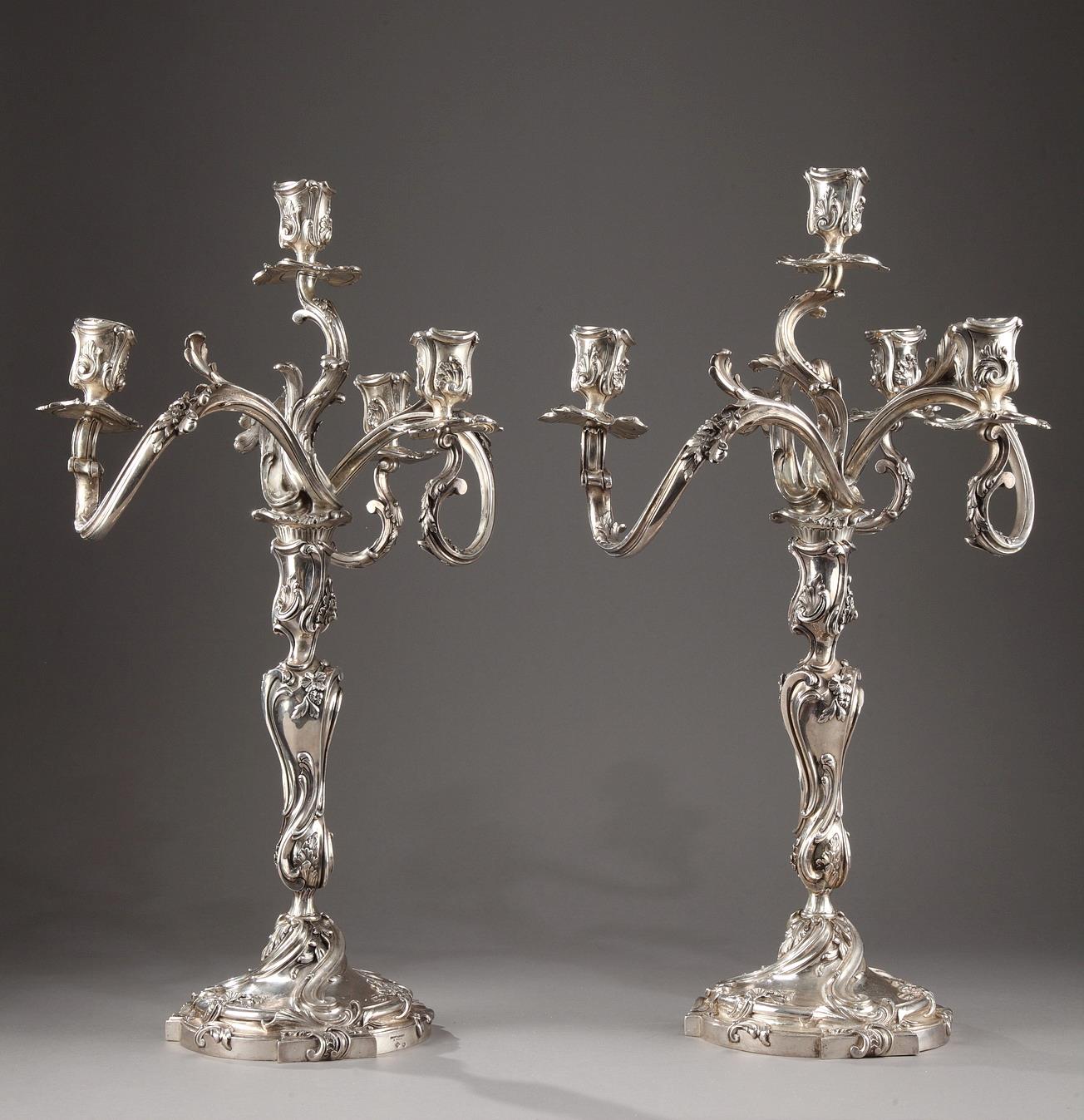 19th Century Silver candelabra Signed BOIN TABURET.