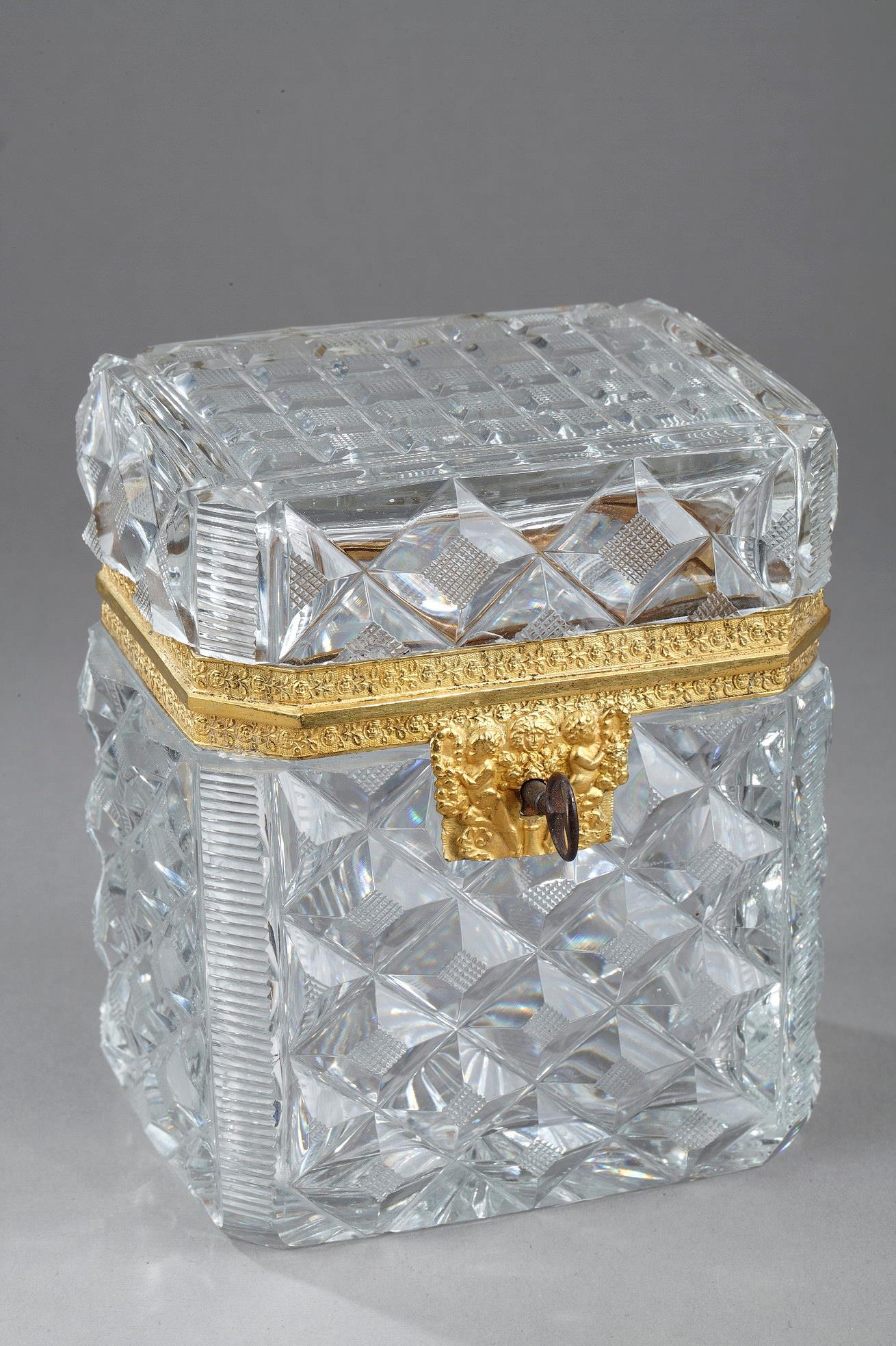 Charles X cut crystal box with ormolu mounts