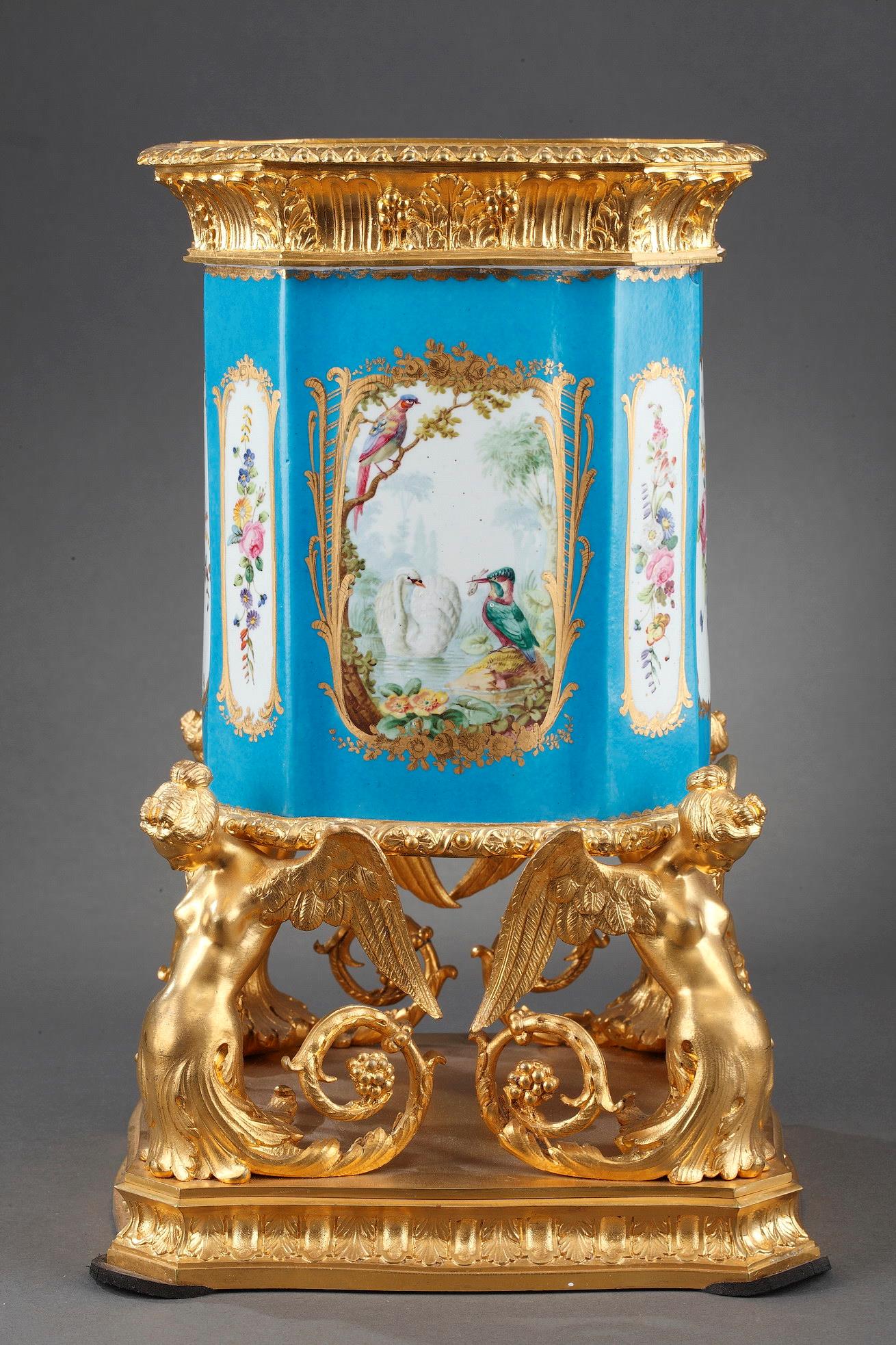 19th century porcelain and ormolu mounted Louis XV style vase. 