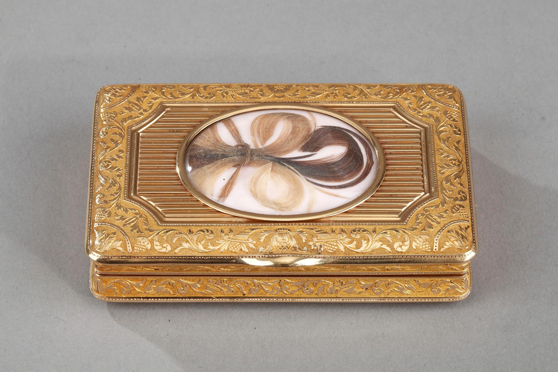 gold, box, snuff box, guilloché, hair, 19th century, Franch Restauration, Charles X