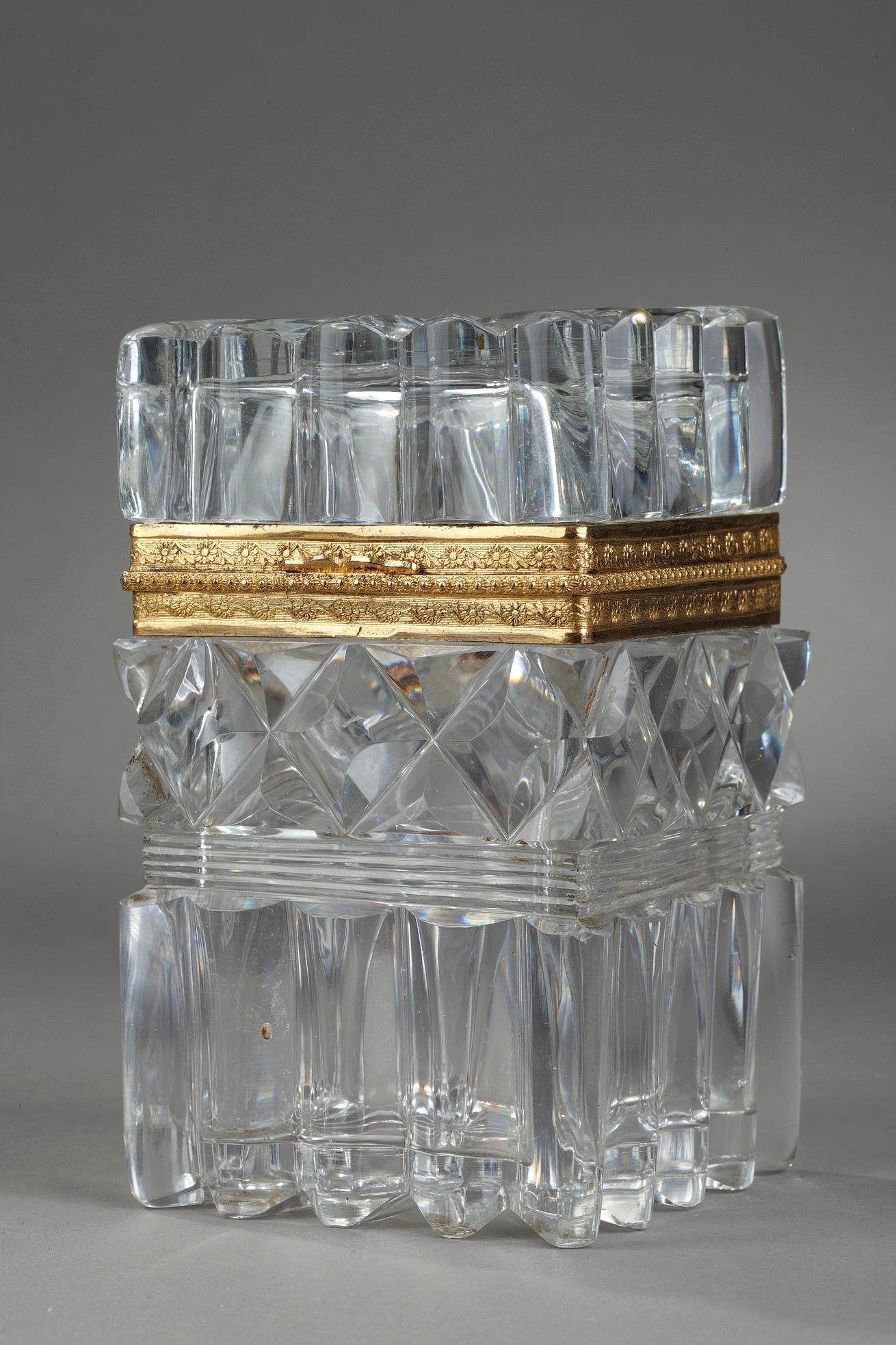 cut-crystal, box, jewellery box, gold, mounted, bronze, gilt, 19th, century, Restauration, Charles X