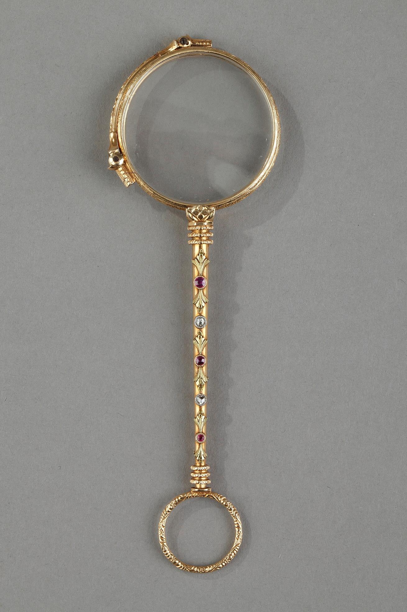 19th century Gold, diamond Face-à-main. 