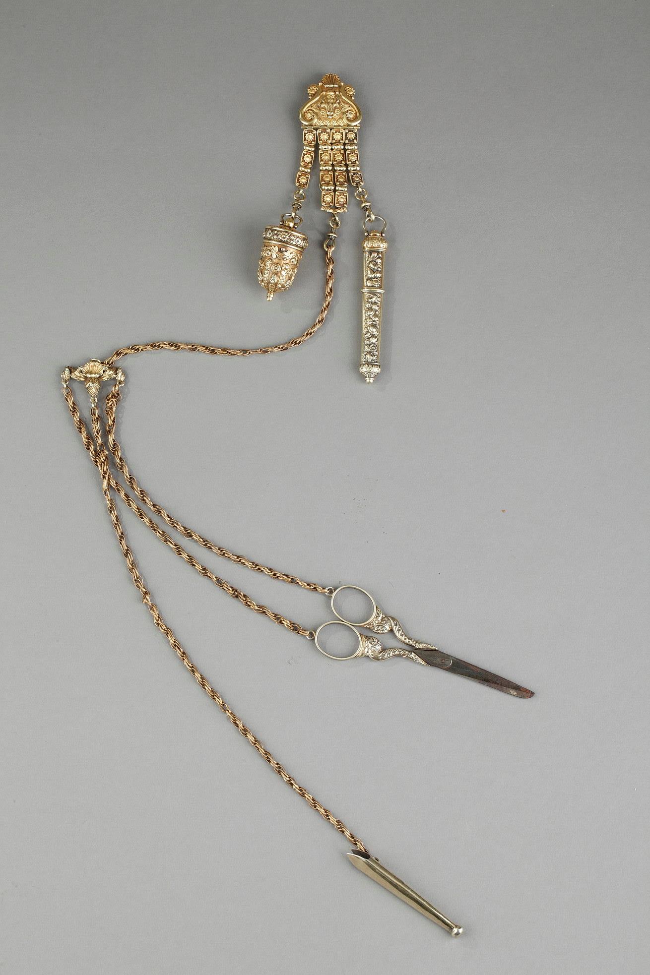 Early 19th century silver gilt chatelaine.