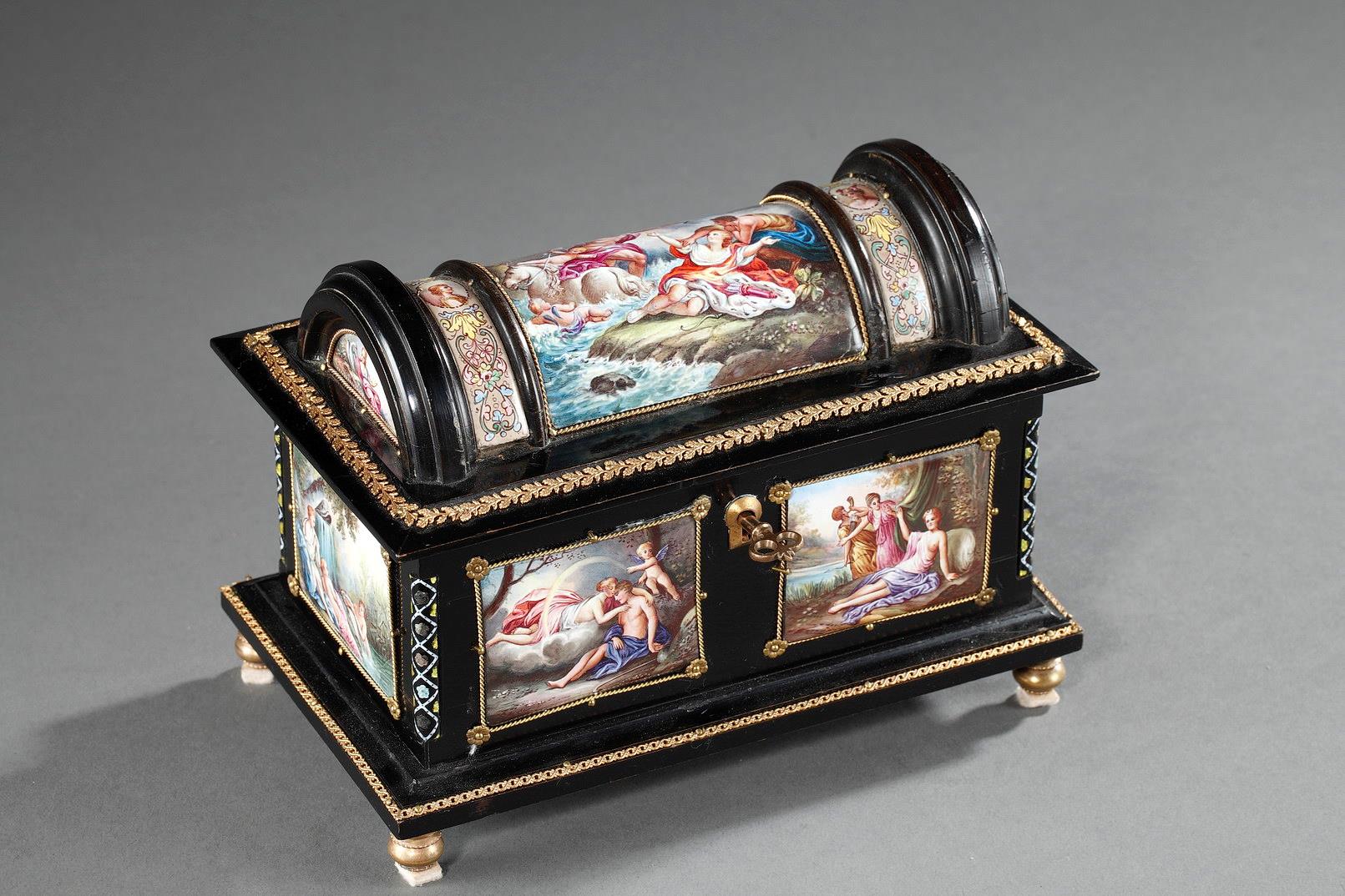 casket, enamel, mythological, Klein Paris, Vienna, Autrian , 19th century, Victorian, Victorai, Napoleon III