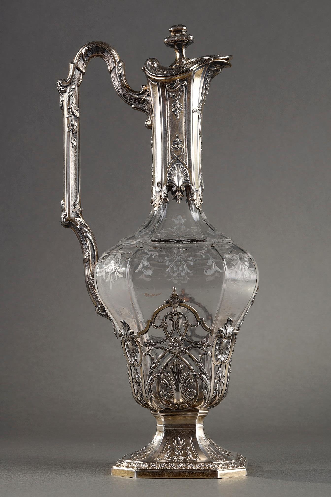 A 19th century crystal silver mounted Ewer. Victor Boivin. 