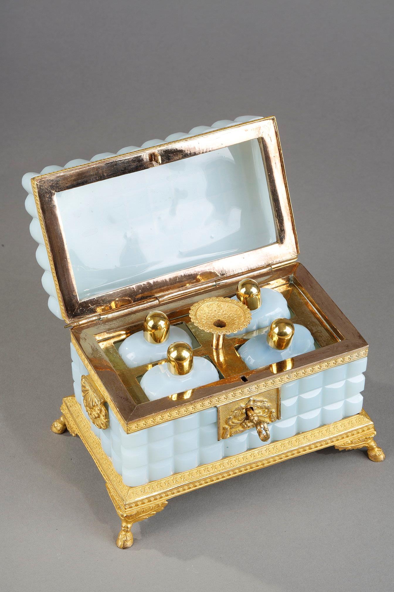 opaline box , scent bottle, perfum bottle, restoration, Charles X